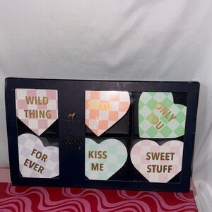 Dabney Lee Conversation Hearts Wooden Hearts Set of 6 Valentines Day